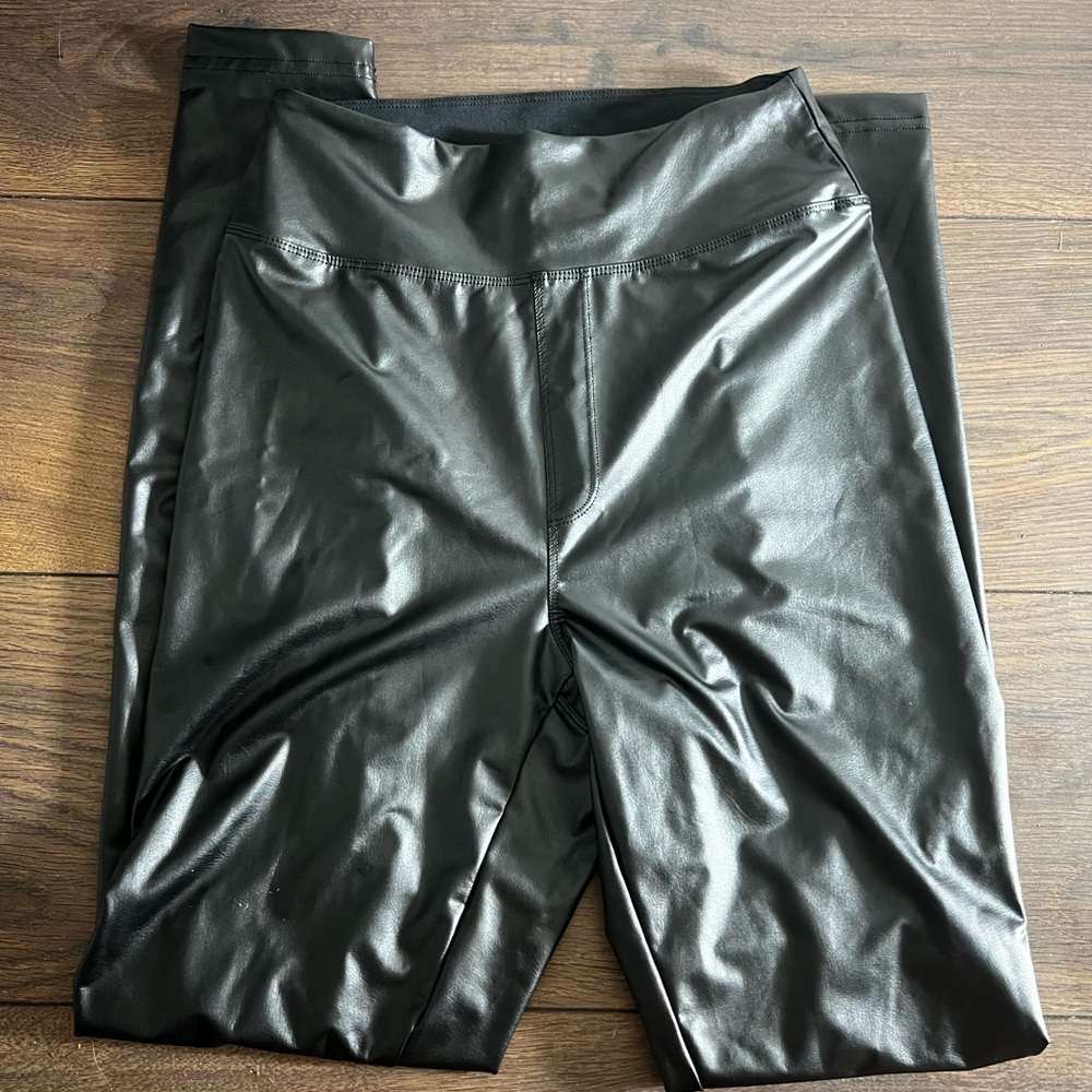 NWT Aerie Black Faux Leather Leggings